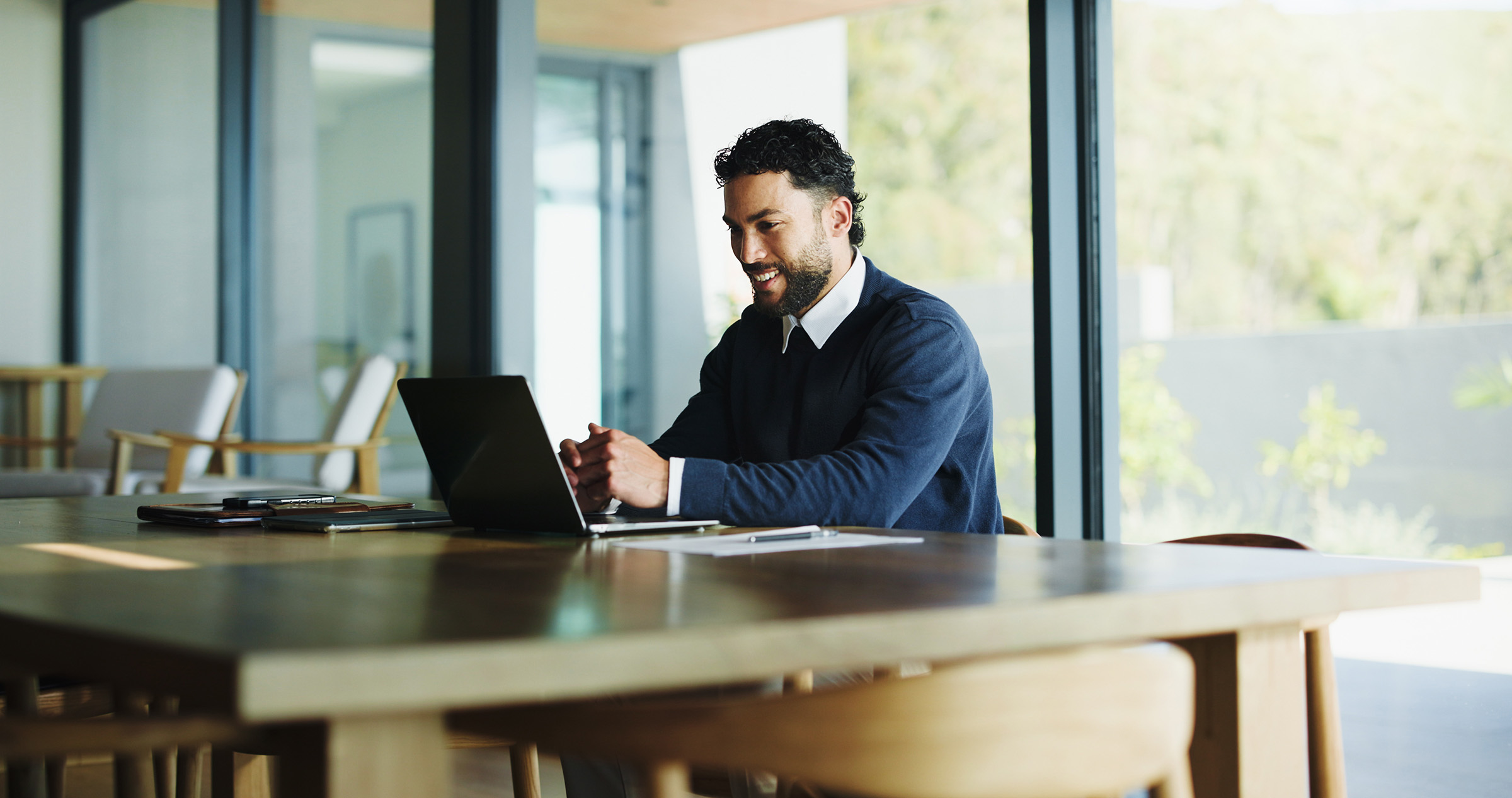 Property management professional using secure IT systems for daily operations
