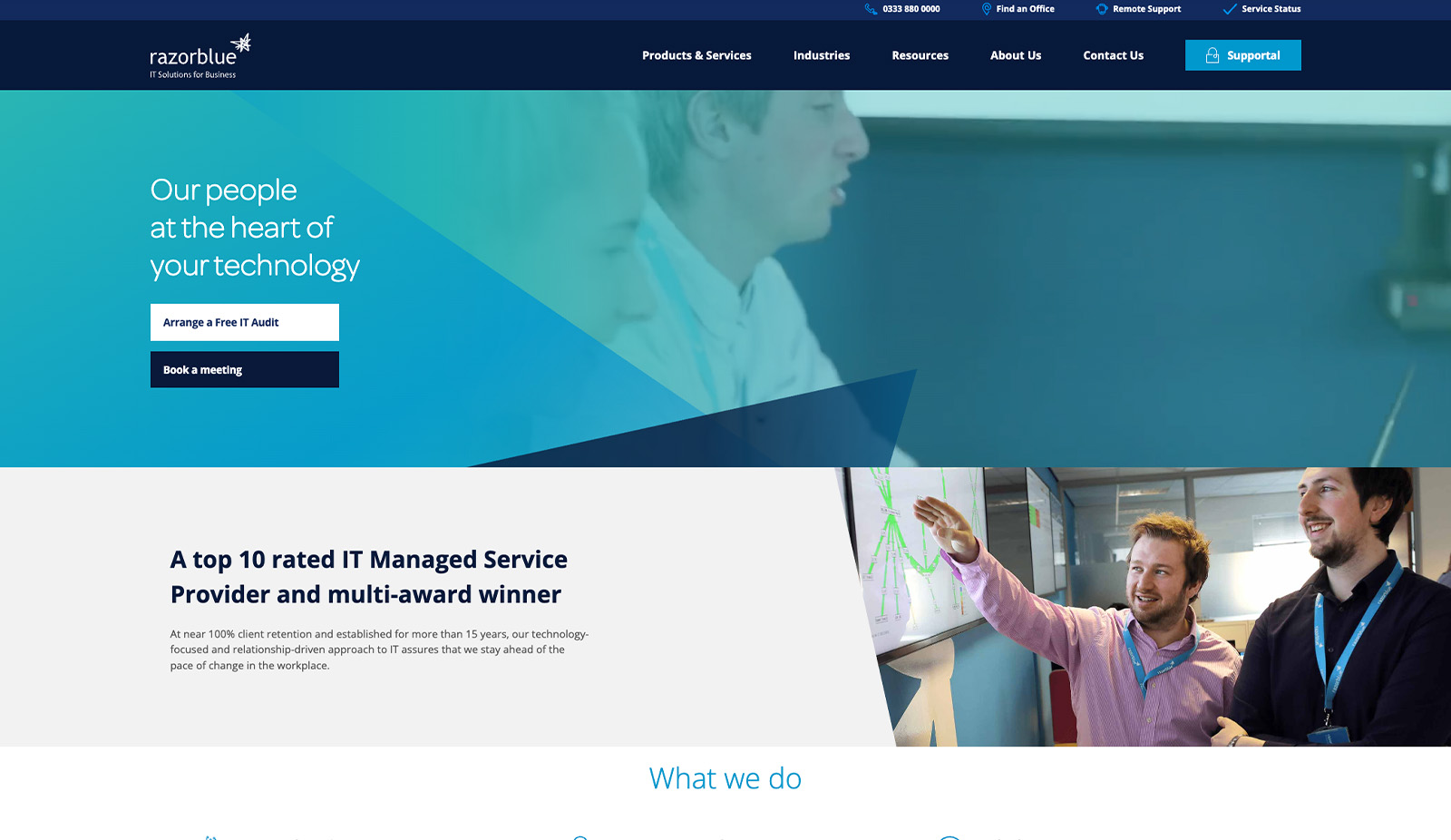 Razorblue homepage, a top-rated UK managed IT service provider for small and growing businesses